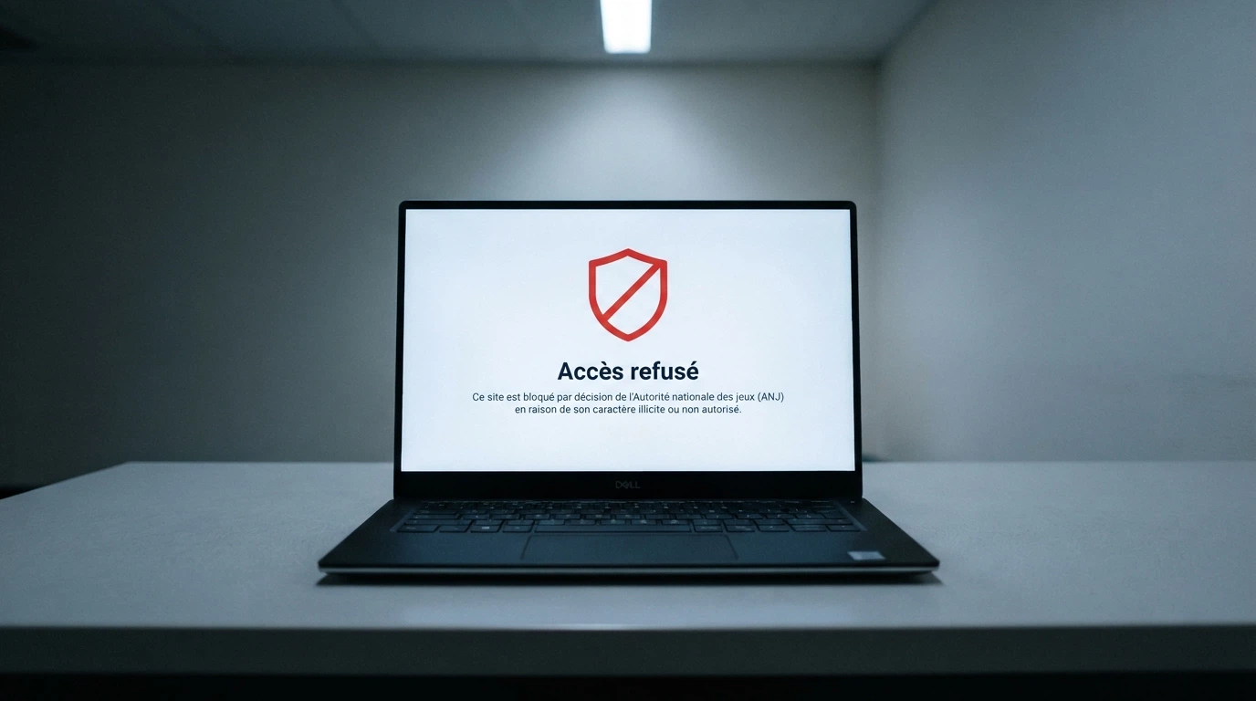 Capture d'écran de la page officielle de l'ANJ listant les sites de jeux d'argent bloqués et déréférencés en France