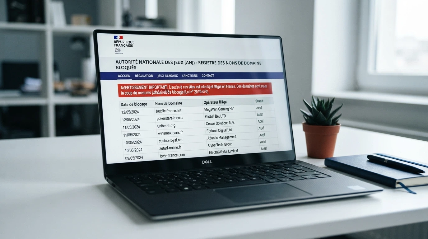 Capture d'écran du site anj.fr montrant la page de lutte contre l'offre illégale de jeux d'argent