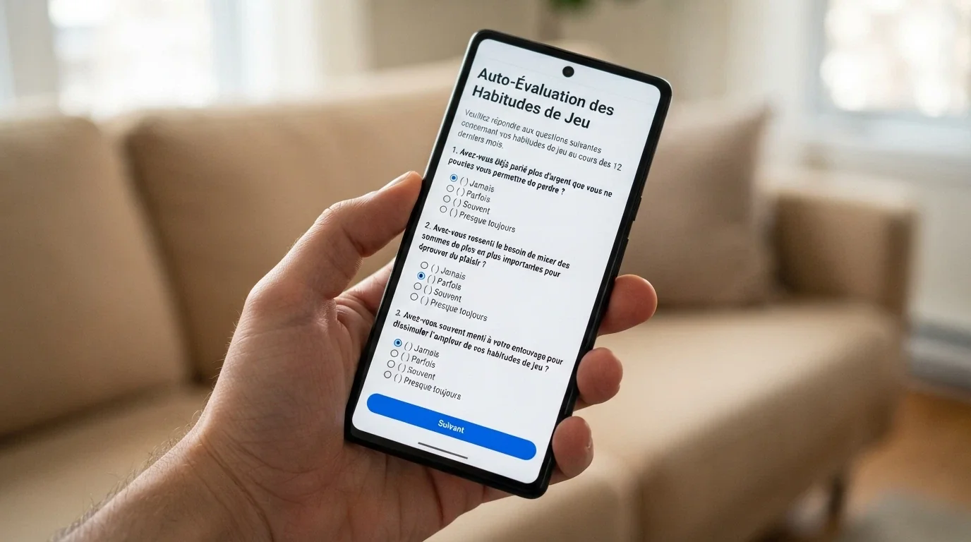 Page d'accueil du site EvaluJeu.fr affichant le questionnaire d'auto-évaluation des pratiques de jeu
