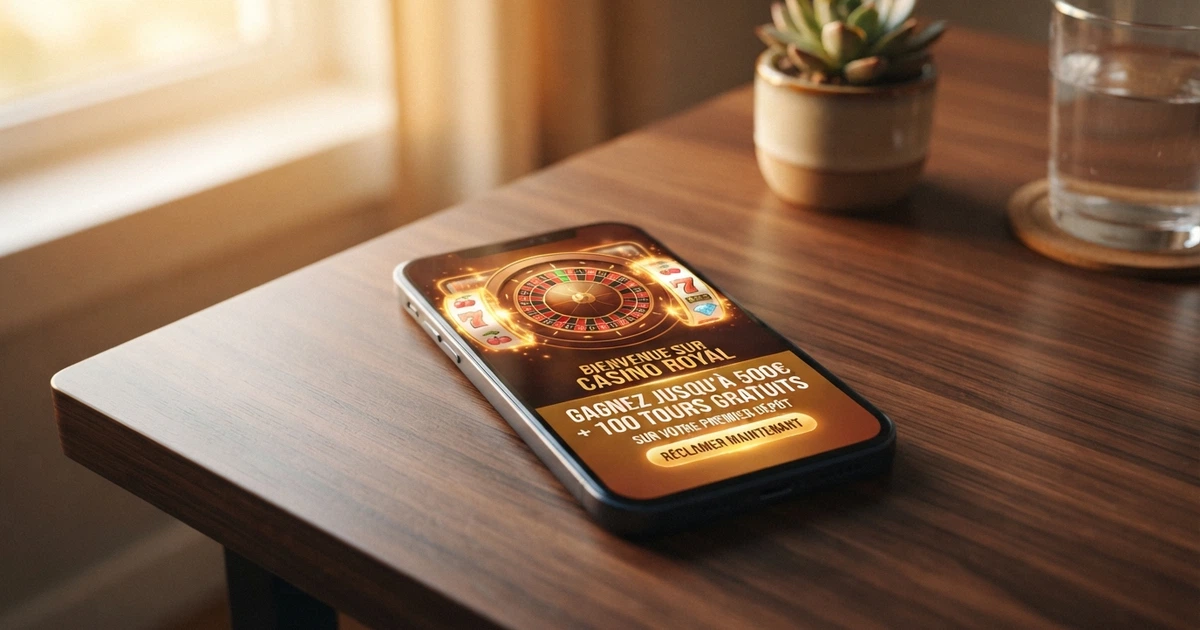 Une interface de casino en ligne mettant en avant une offre de bonus sans dépôt avec le bouton d'inscription visible