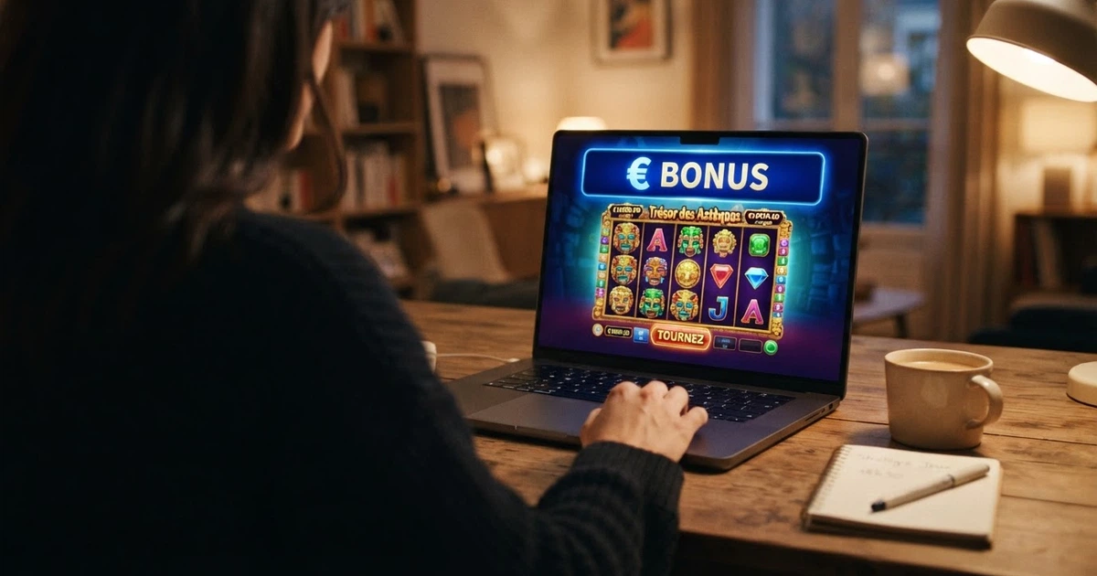 Interface d'un casino en ligne affichant une offre de bonus sans dépôt immédiat