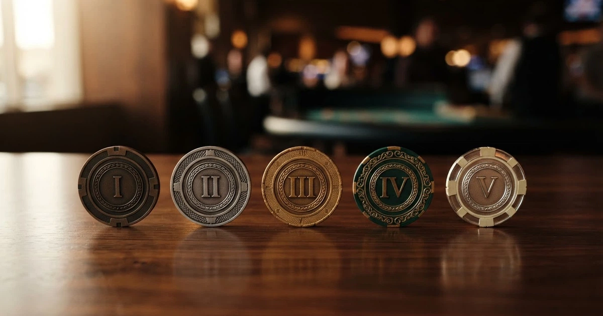 Illustration comparative de plusieurs cartes de fidélité de casino en ligne avec leurs niveaux VIP, pourcentages de cashback et récompenses