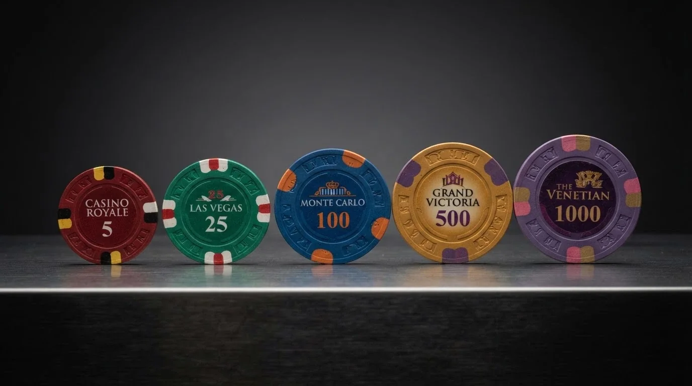 Une grille de comparaison stylisée avec des icônes de casino, des pourcentages de bonus et des jetons colorés représentant les free spins.