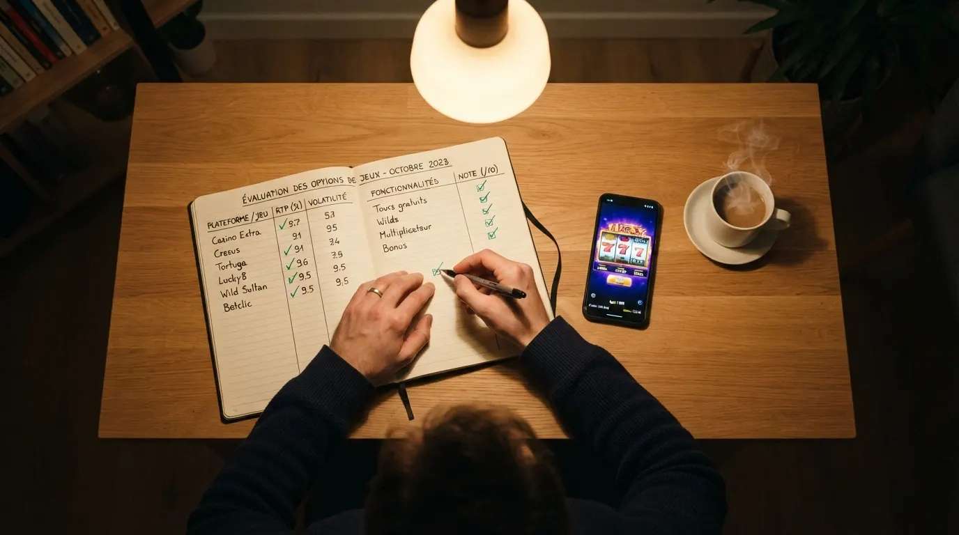 Un tableau comparatif de casinos en ligne avec leurs logos, bonus et notes
