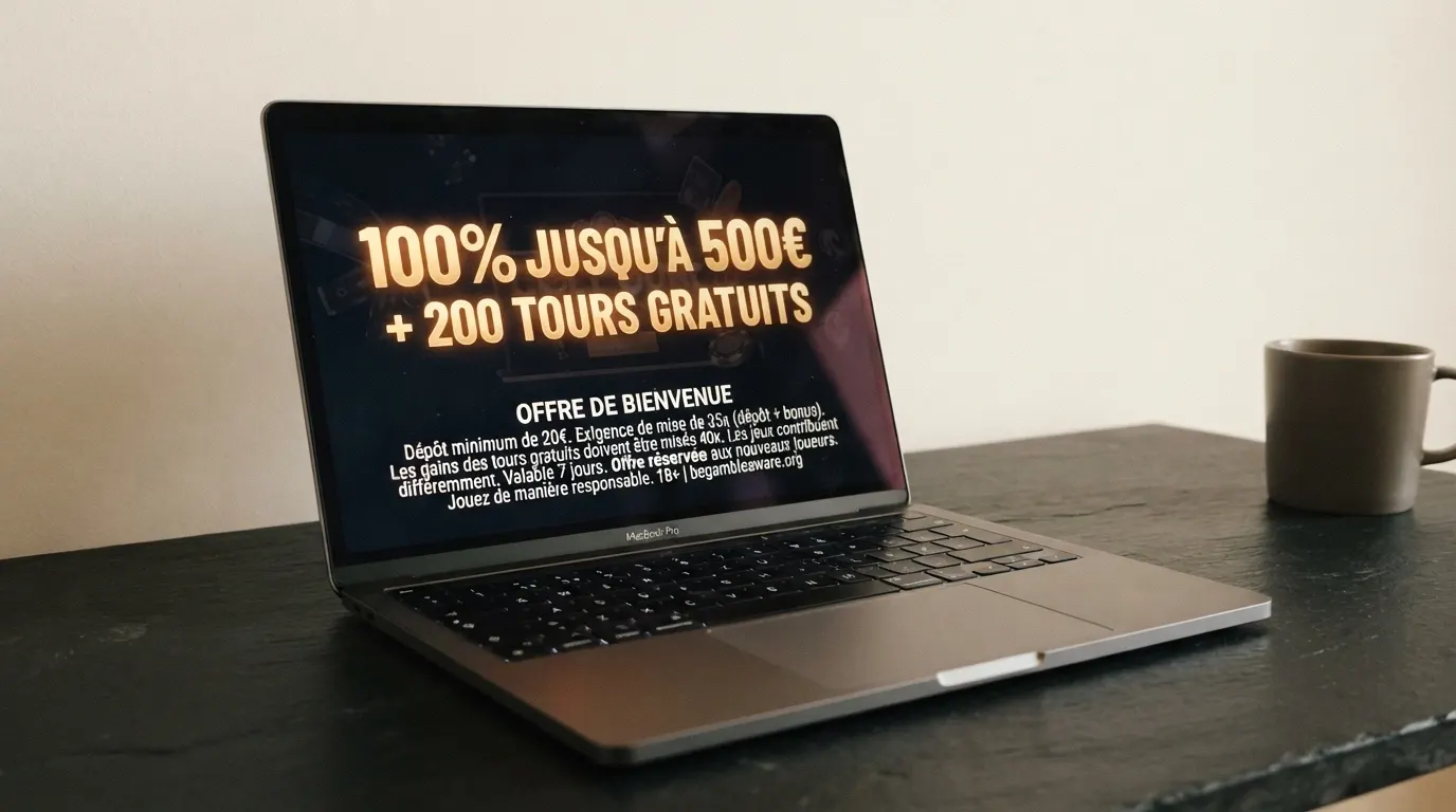 Une offre de bonus de casino avec ses conditions de mise en petits caractères