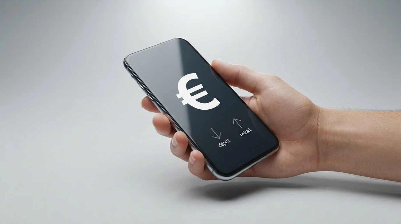 Une transaction bitcoin avec une flèche de dépôt et une flèche de retrait