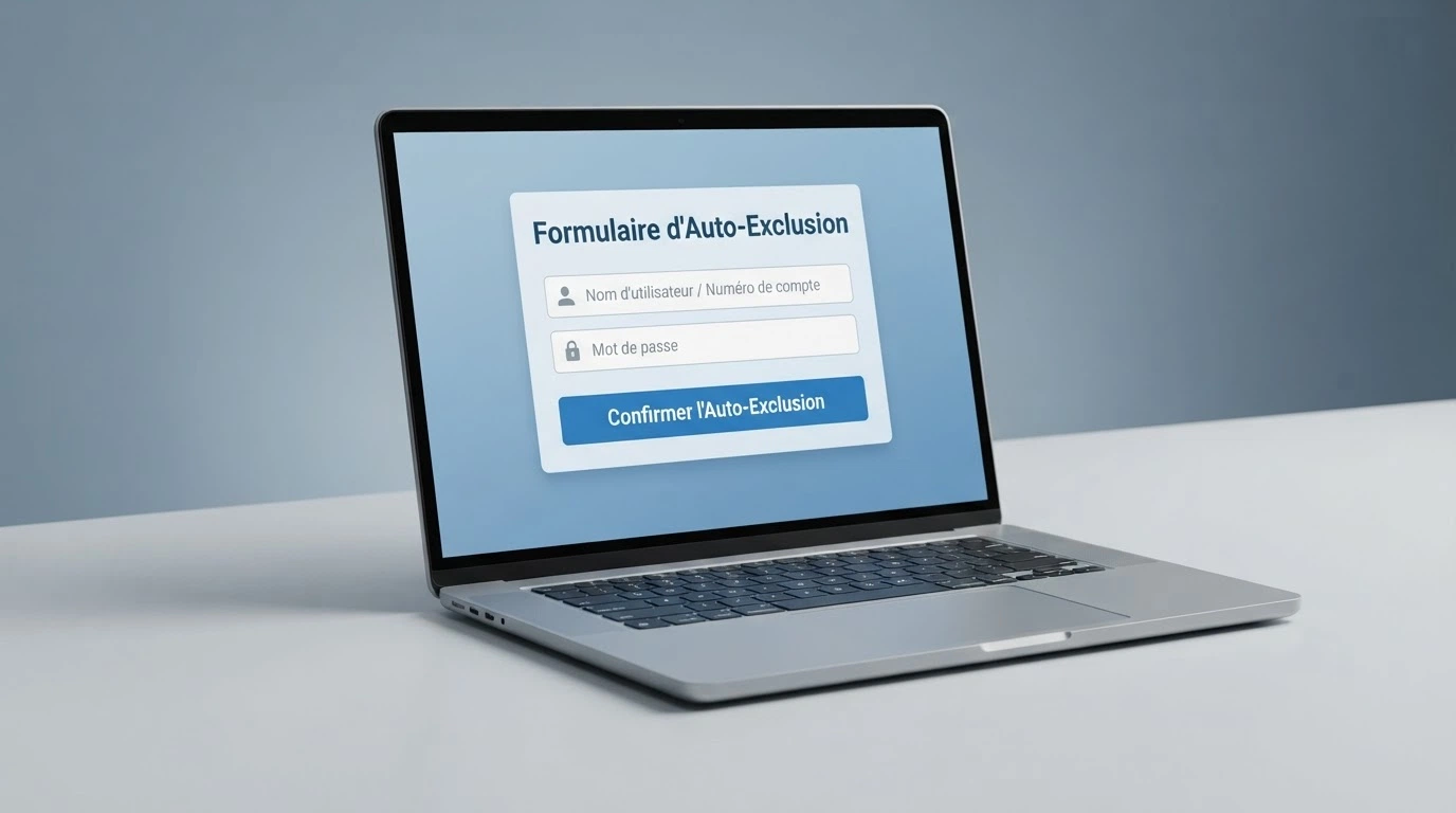 Interface du portail d'auto-exclusion IVJ de l'ANJ, montrant l'inscription en ligne et le délai de blocage