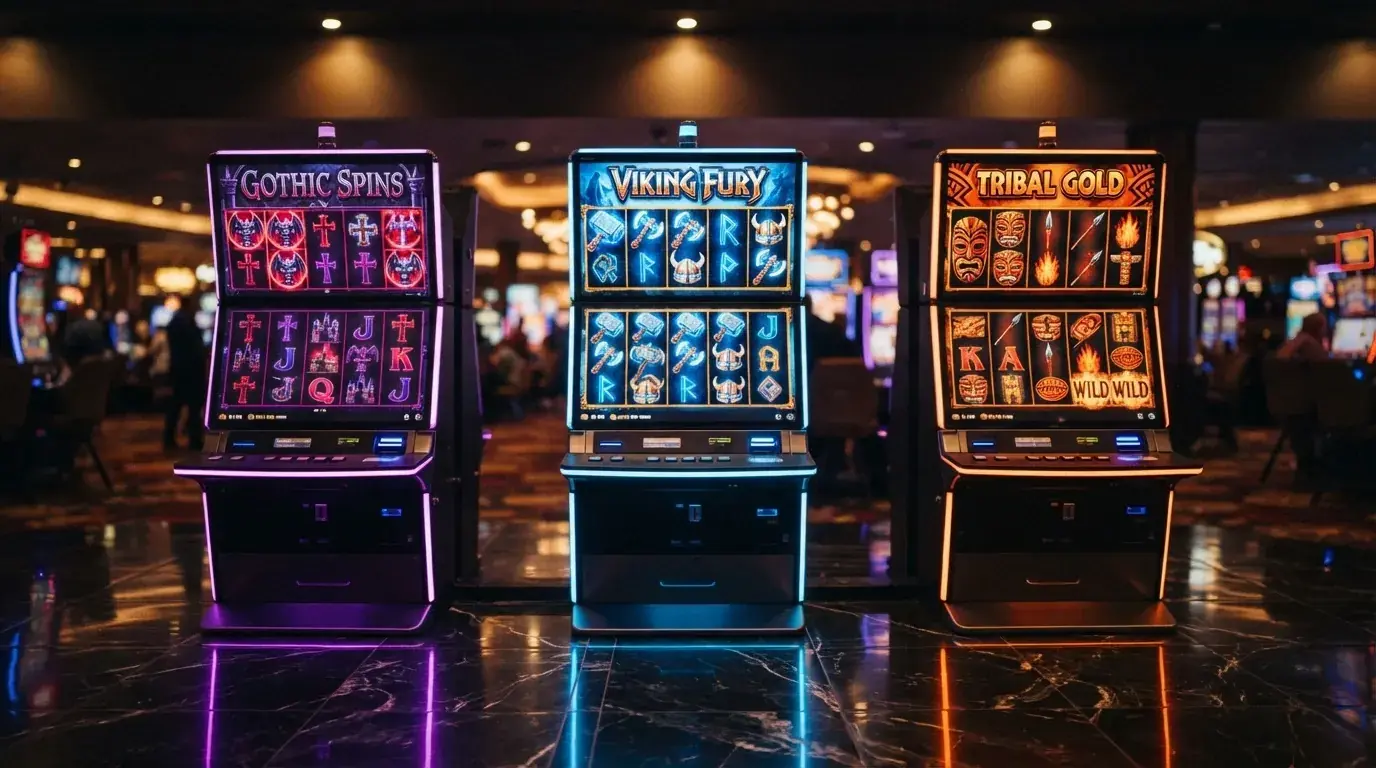 Écrans de jeu d'Immortal Romance, Thunderstruck II et Mega Moolah, trois machines à sous emblématiques de Microgaming