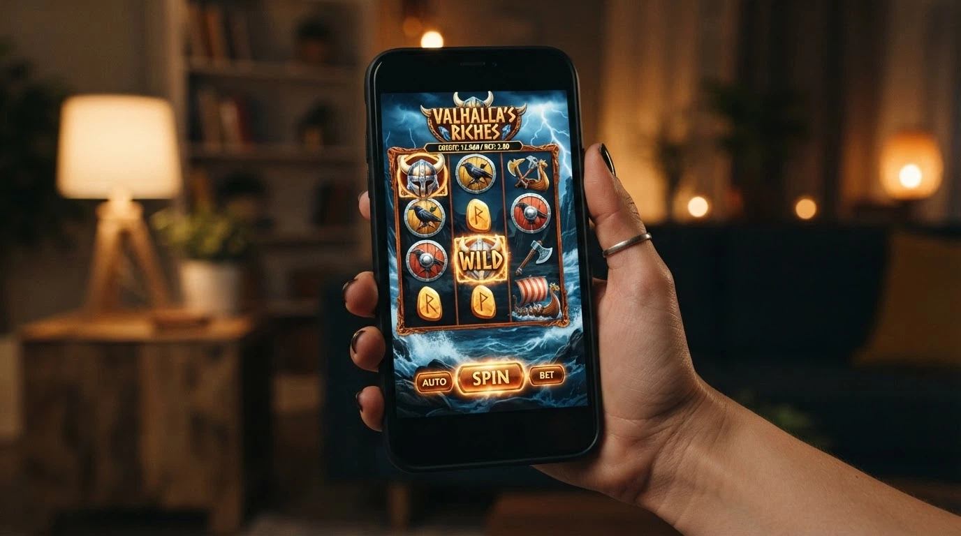 Une capture d'écran du rouleau d'une machine à sous Yggdrasil (Vikings Go Berzerk), montrant les symboles, le design et l'interface de jeu