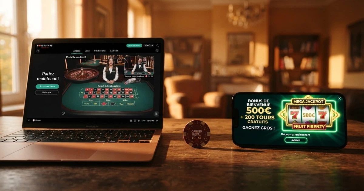 Comparaison visuelle entre un casino en ligne agréé CJH affichant le logo Always Play Legally et un site offshore aux couleurs vives avec bannière de bonus