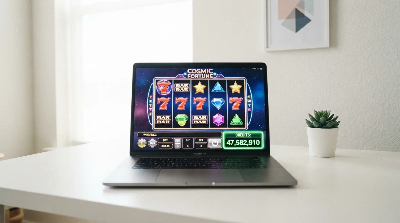Machine à sous Hacksaw Gaming en mode démonstration avec le solde en crédits fictifs visible à l'écran