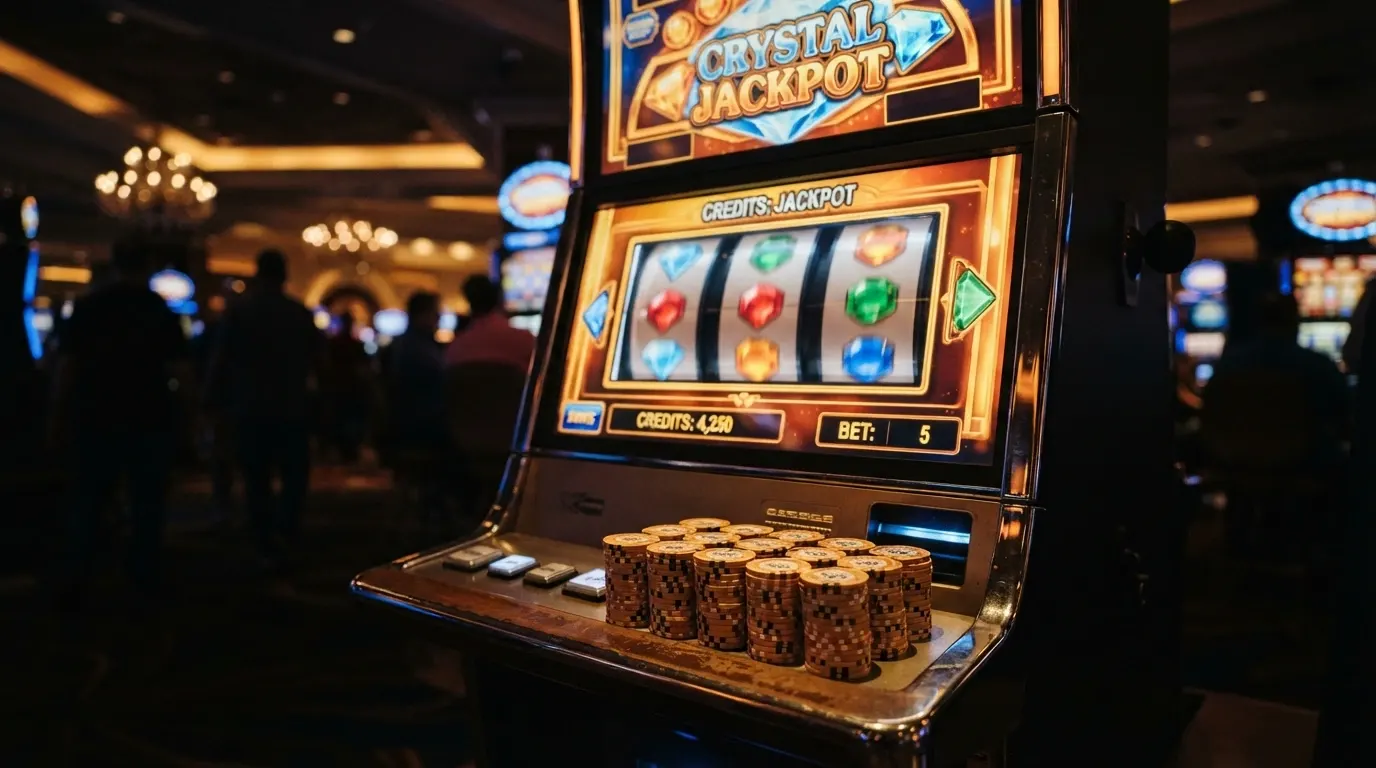 Une bannière promotionnelle de casino en ligne mettant en avant un bonus de bienvenue à 300 %, avec des icônes de machines à sous et de jetons