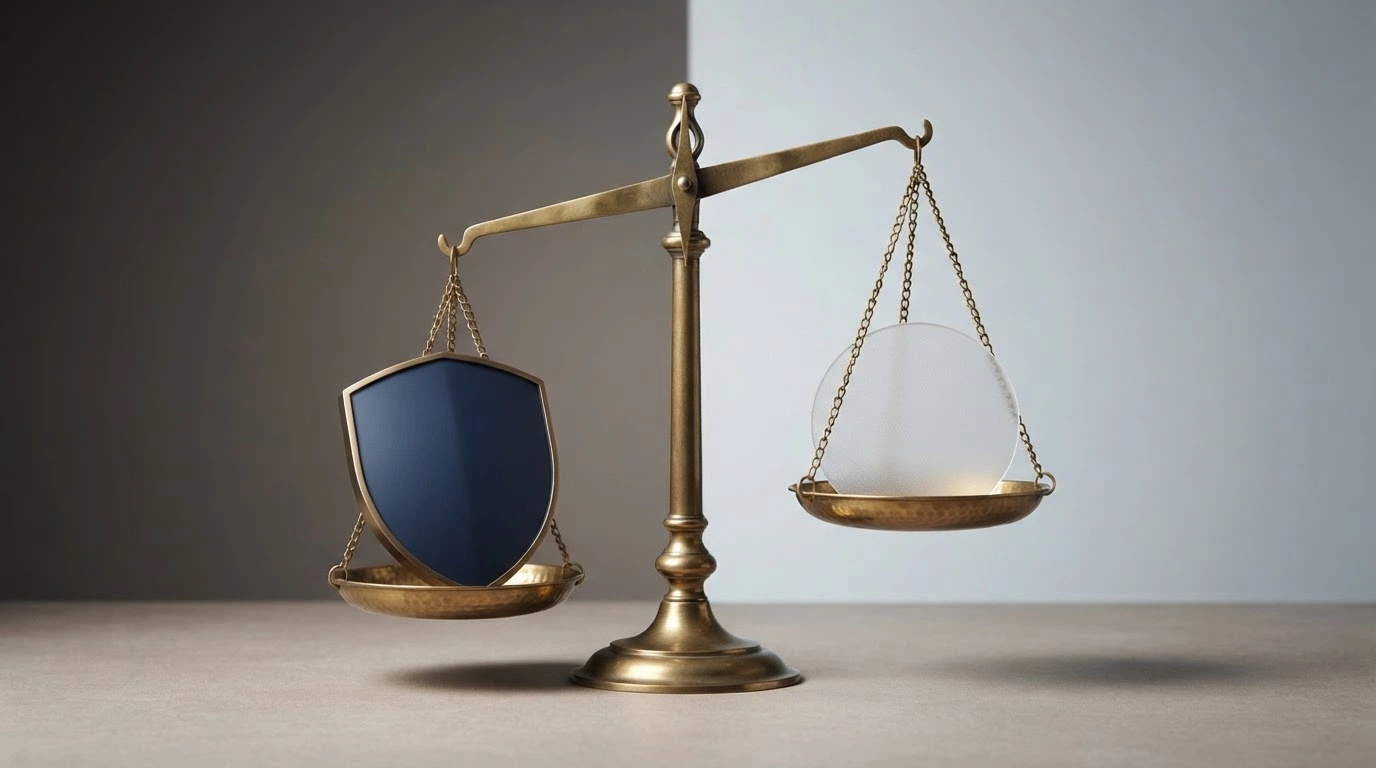 Une balance de justice déséquilibrée : d'un côté le logo de l'ANJ avec un bouclier, de l'autre une licence Curaçao sans protection
