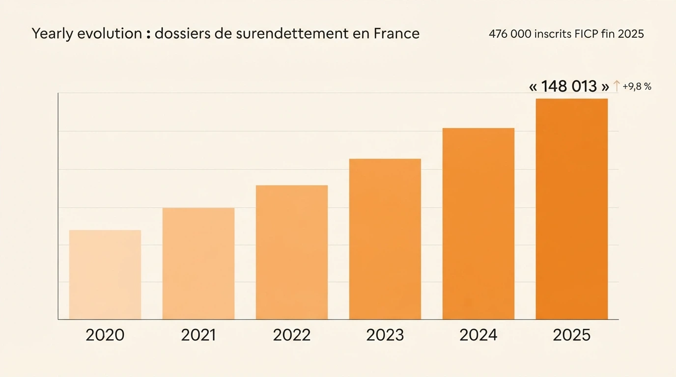 Graphique de la Banque de France sur l'évolution des dossiers de surendettement